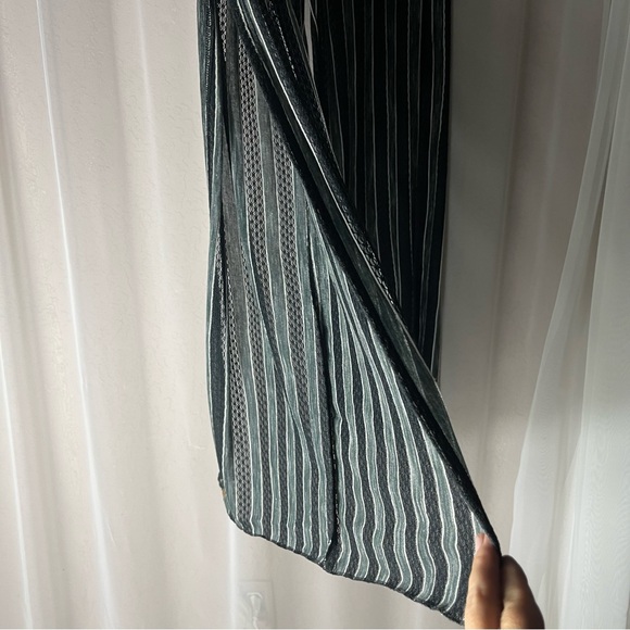 BECCA Crochet Striped Pants Beach Cover-Up Open sides Black & Gray Size S/P - Picture 2 of 16